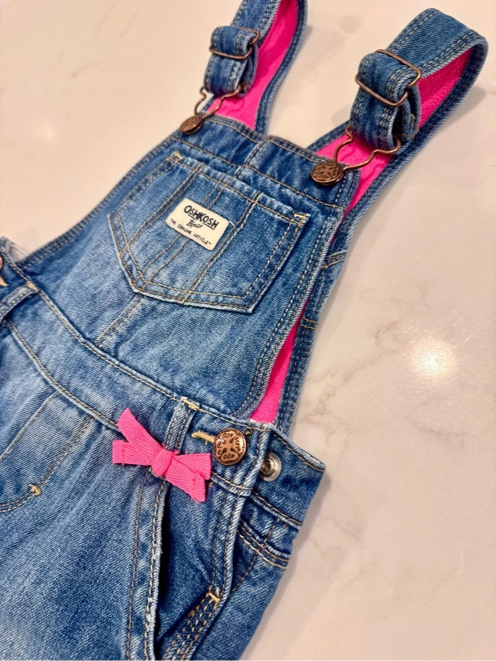 OshKosh B’gosh Fleece Lined Denim Overalls 3T Pink